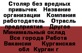 Столяр без вредных привычек › Название организации ­ Компания-работодатель › Отрасль предприятия ­ Другое › Минимальный оклад ­ 1 - Все города Работа » Вакансии   . Курганская обл.,Курган г.